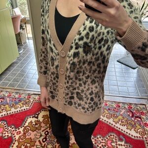 Leopard Print Button-Up Sweater